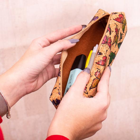 Printed Natural Cork Make-Up Bag - Multiple patterns