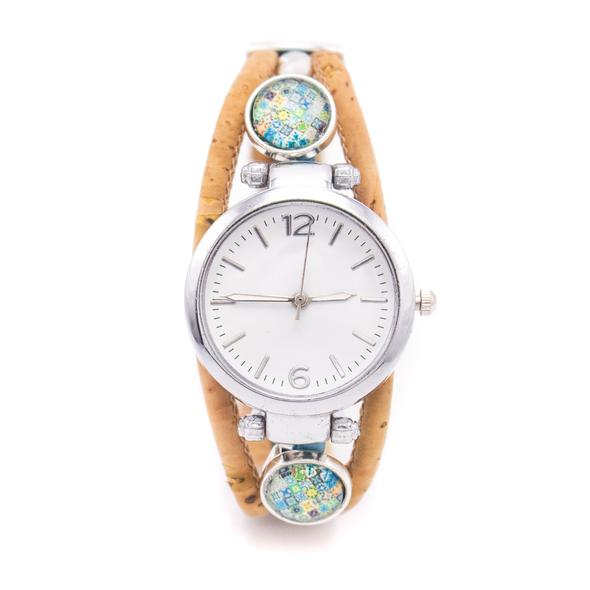 Natural and Turquoise Colored Cork Syle Watch