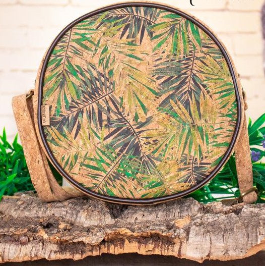 Fun and Unique Natural & Printed Cork  Round Crossbody Purse
