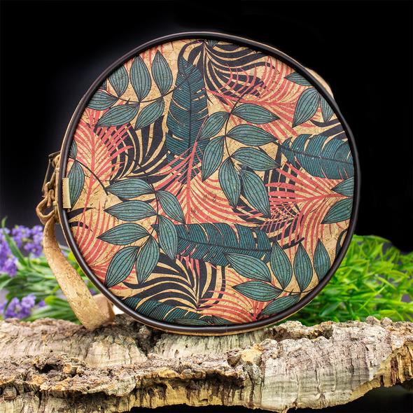 Fun and Unique Natural & Printed Cork  Round Crossbody Purse