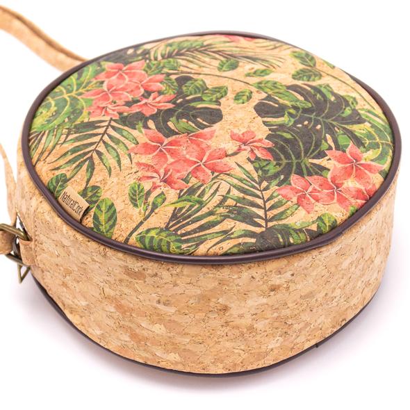 Fun and Unique Natural & Printed Cork  Round Crossbody Purse