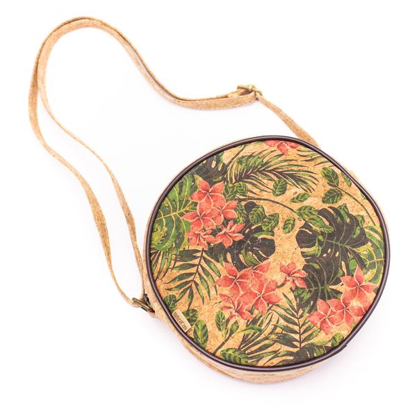 Fun and Unique Natural & Printed Cork  Round Crossbody Purse
