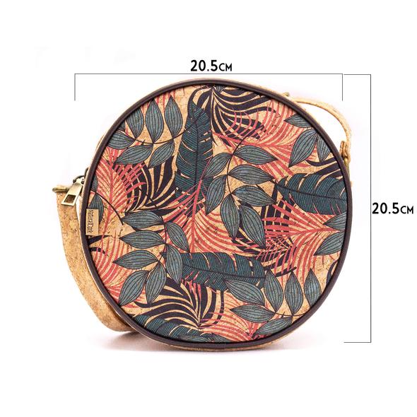 Fun and Unique Natural & Printed Cork  Round Crossbody Purse