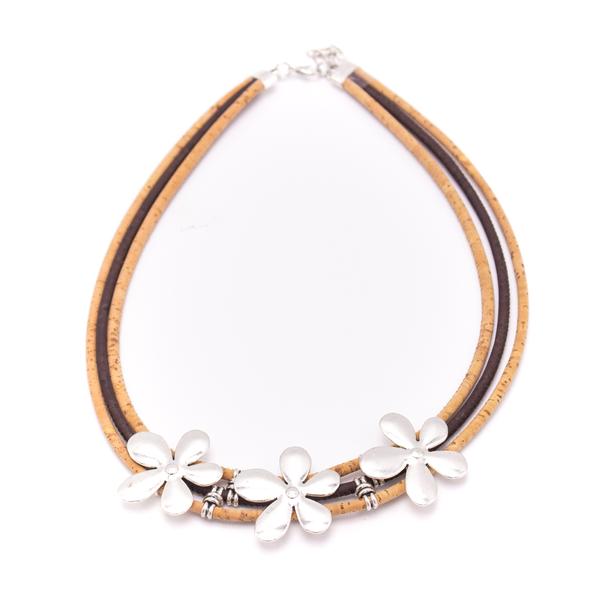 Natural And Dark Cork Daisy Necklace