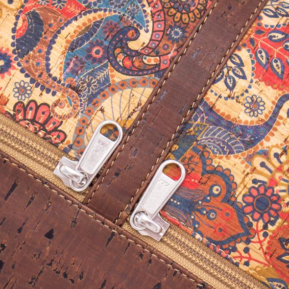 Brown and Printed Cork Women's Crossbody Women's Purse