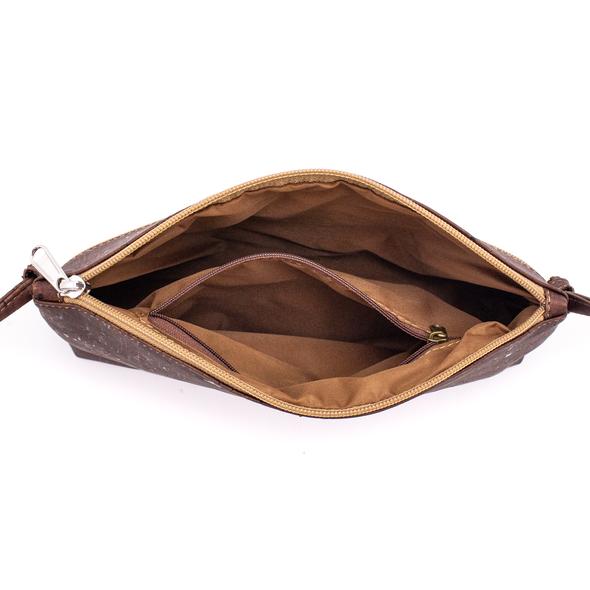 Brown and Printed Cork Women's Crossbody Women's Purse