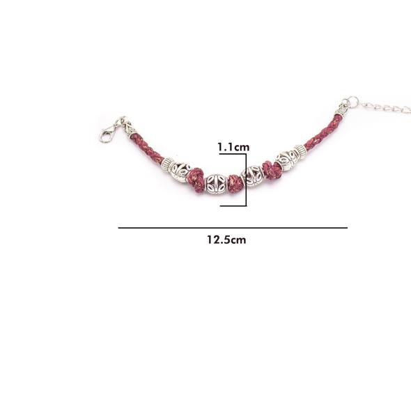 Eco Friendly Burgundy Cork and Silver Knotted Bracelet