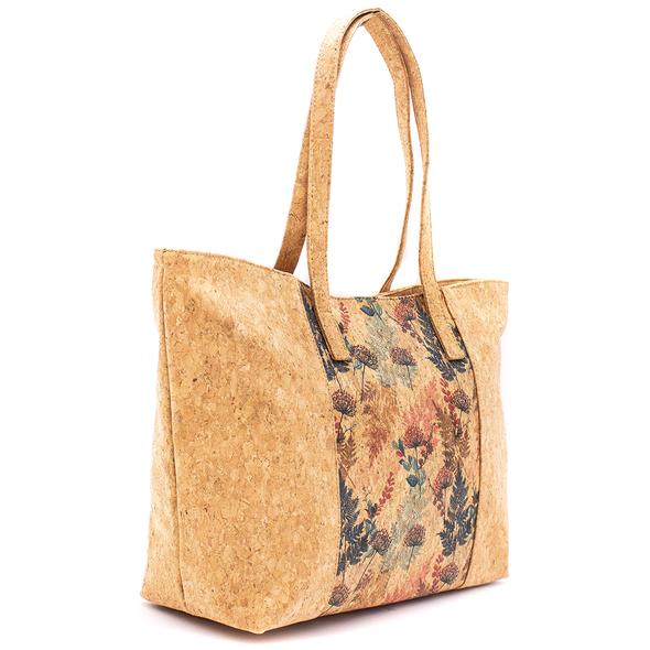 Natural and Printed Leaf  Cork Women's Shoulder Handbag