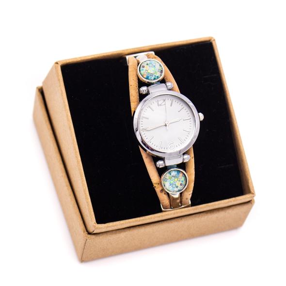 Natural and Turquoise Colored Cork Syle Watch