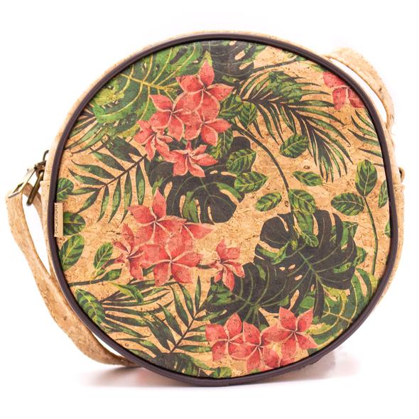 Fun and Unique Natural & Printed Cork  Round Crossbody Purse