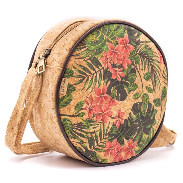 Fun and Unique Natural & Printed Cork  Round Crossbody Purse