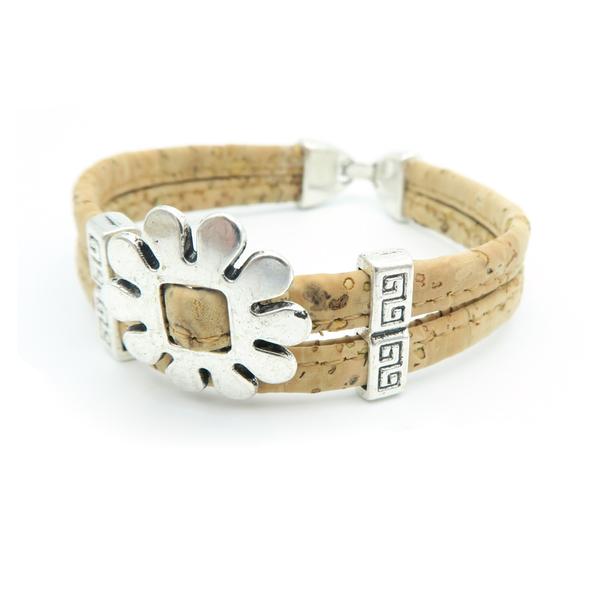 Vintage Style Flower Power Cork Bracelet