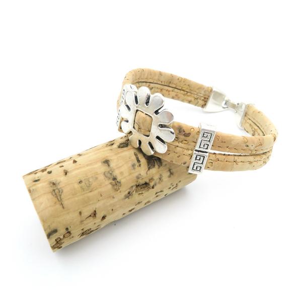 Vintage Style Flower Power Cork Bracelet